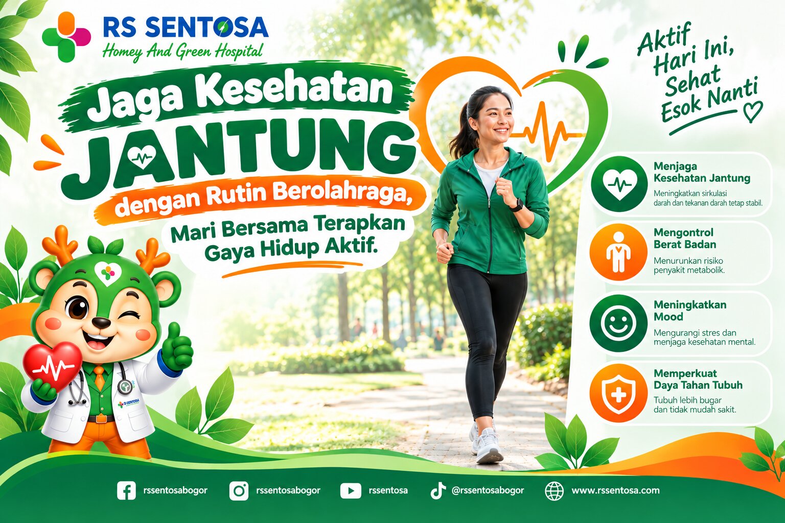 Jaga Kesehatan Jantung dengan Rutin Berolahraga, Mari Bersama Terapkan Gaya Hidup Aktif.